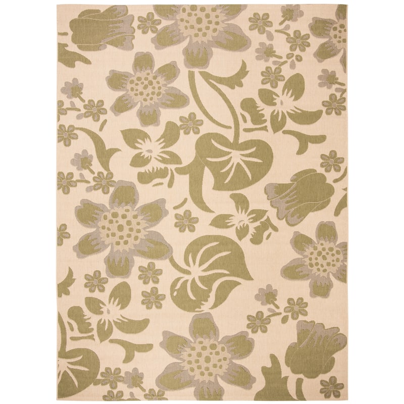 SAFAVIEH Courtyard Dobrinka Indoor/ Outdoor Waterproof Patio Backyard Rug - 8' x 11' - Cream/Green