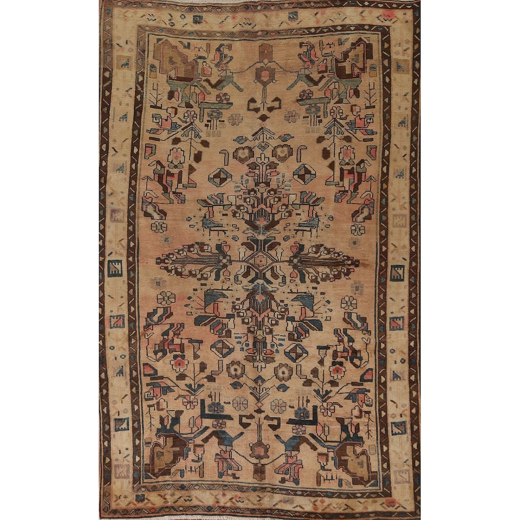 Ardebil Persian Vintage Rug Handmade Wool Carpet - 6'1"x 9'6"