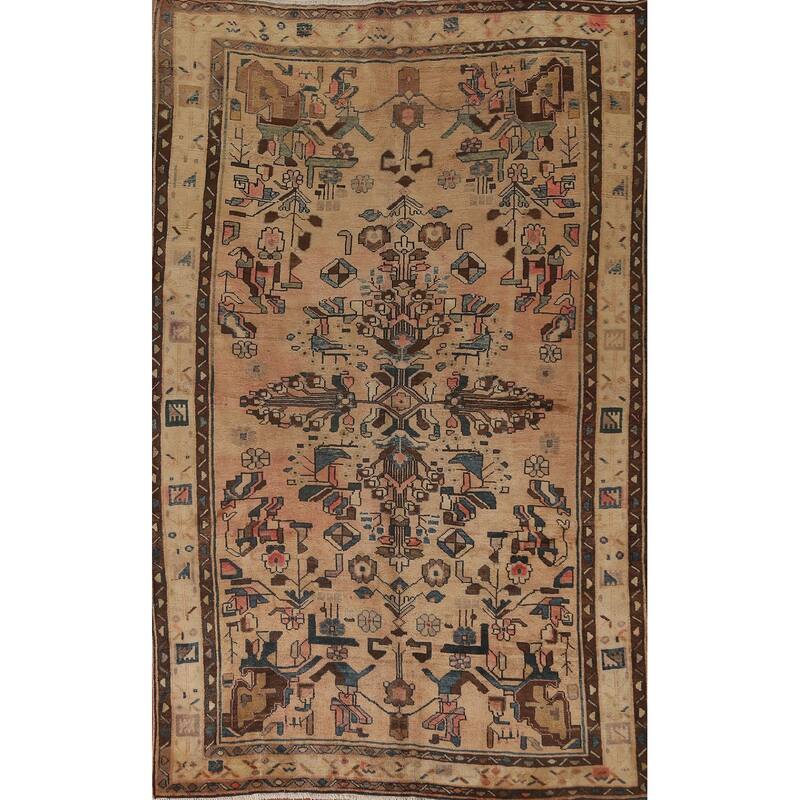Ardebil Persian Vintage Rug Handmade Wool Carpet - 6'1"x 9'6"