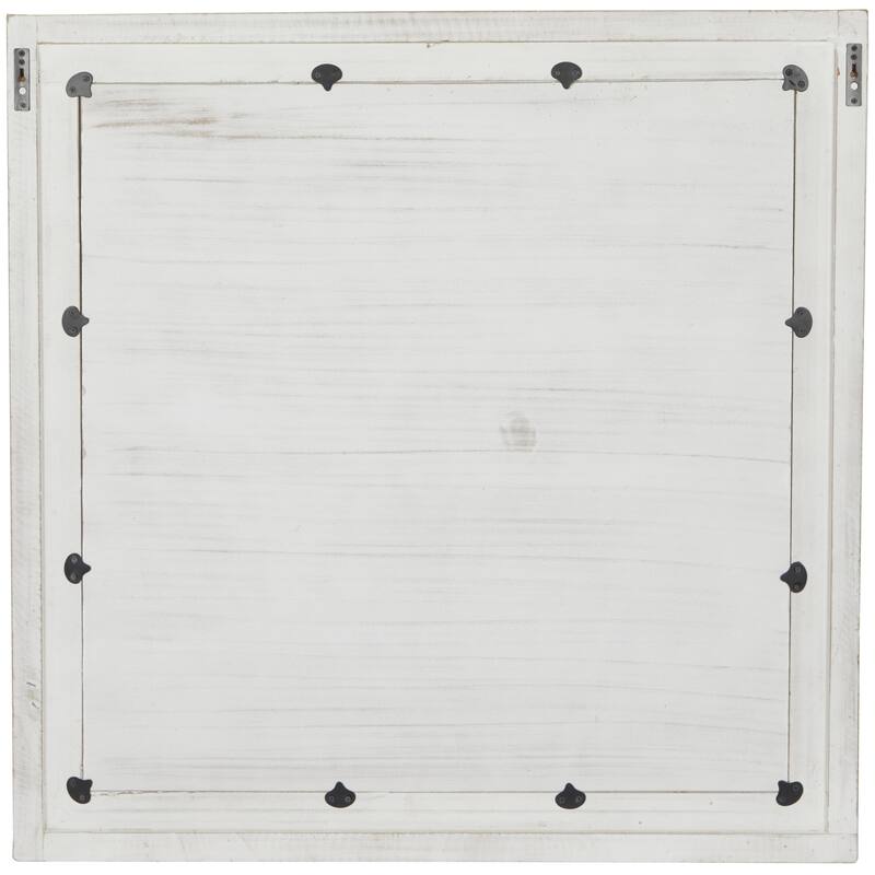 Mango Wood Handmade Room Wall Mirror with Ribbed Edged Frame - Cream - Roche River Decor