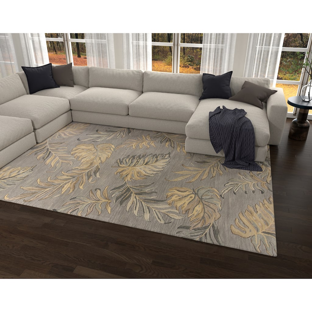 Domani Camila Casual Grey Tropical Hand-tufted Wool Area Rug