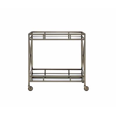 Kristensen Serving Cart, Antique Gold & Mirror