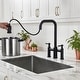 preview thumbnail 3 of 38, WOWOW Double Handle Bridge Kitchen Faucet with Advanced Spray