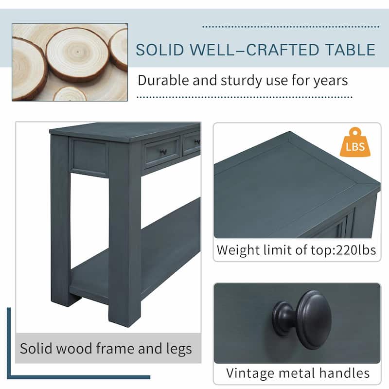 63'' Console Table with Storage Drawers and Bottom Shelf