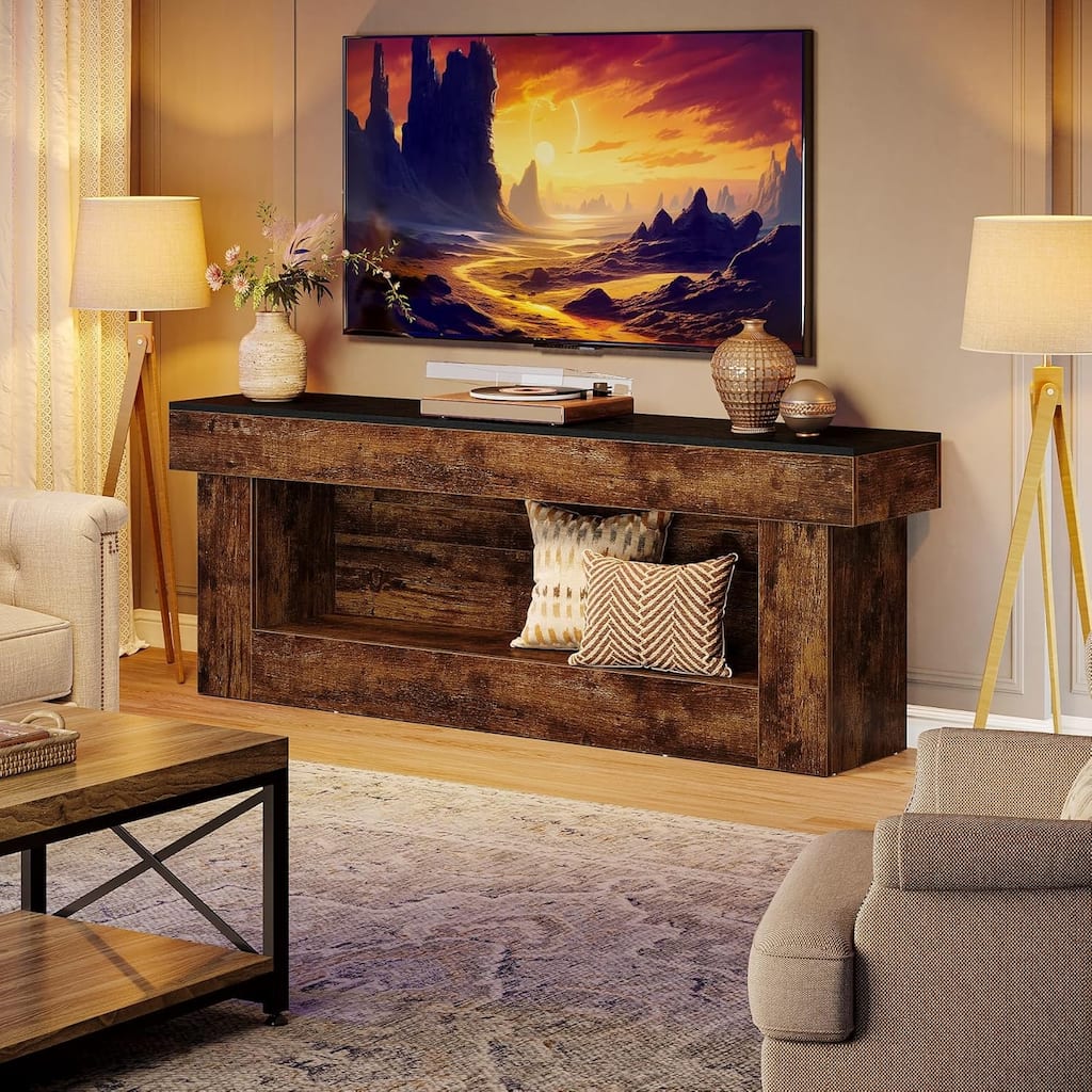 63" TV Stand, Entertainment Center for 60/65/70 Inches TVs, Media Console with Open Storage Space