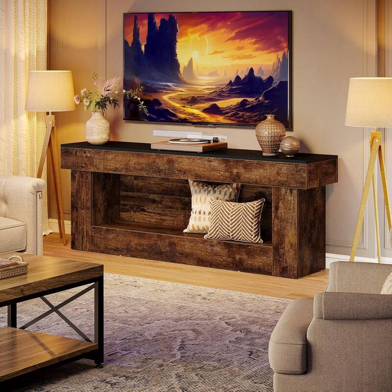 63-inch TV Stand with Storage, Entertainment Center for Living Room