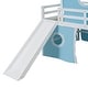 preview thumbnail 44 of 56, Castle Style Twin/Full Size Loft Bed with Slide and Ladder, Solid Wood Loft Bed Frame with Pink Tent and Tower, Playhouse Bed