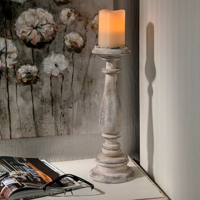 Resin Turned Wood' Candlestick 15"