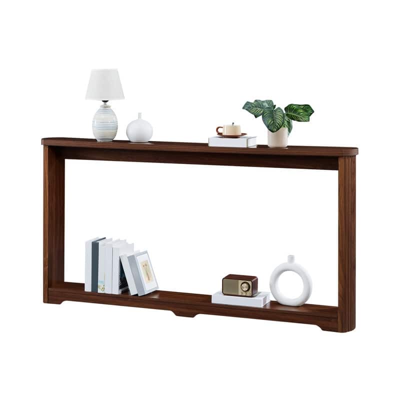 70.1"corrugated texture storage table for entranceways, narrow wooden console sofa table