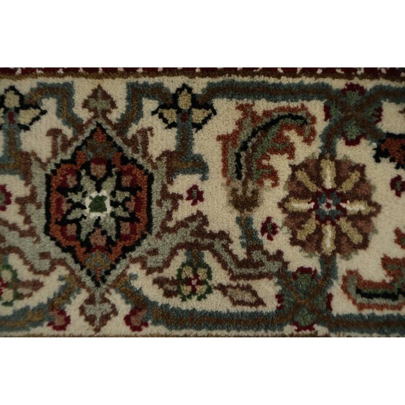 Hand Knotted Oriental 100% Wool Carpet Traditional Floral Red Tabriz Area Rug - 9' 2'' X 6' 2''