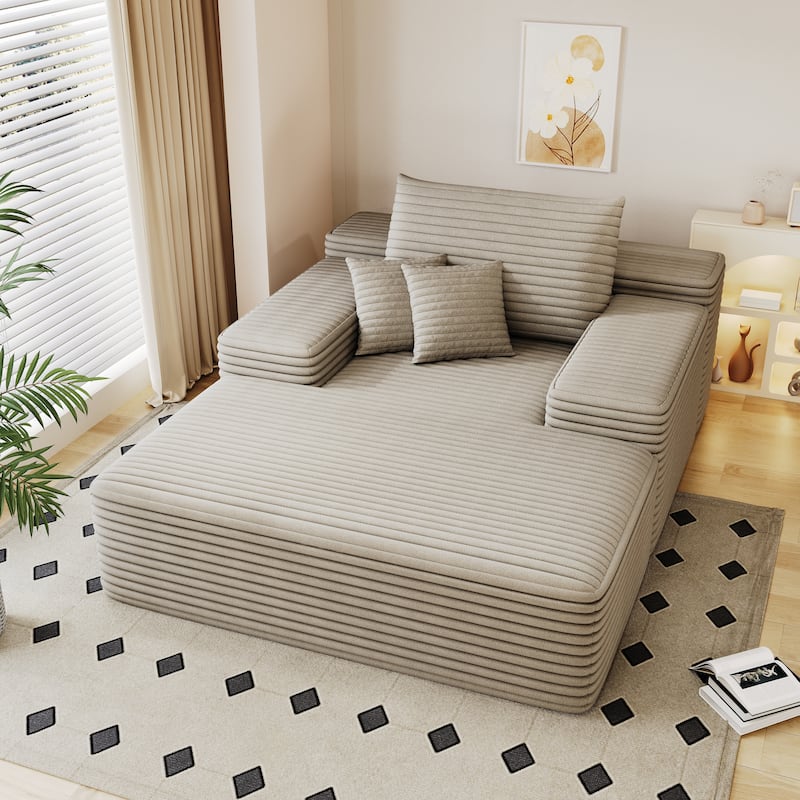 51.2″ Corduroy 2-Seater Cloud Sofa with 600 lb Capacity & Ergonomic Pillows, No Assembly