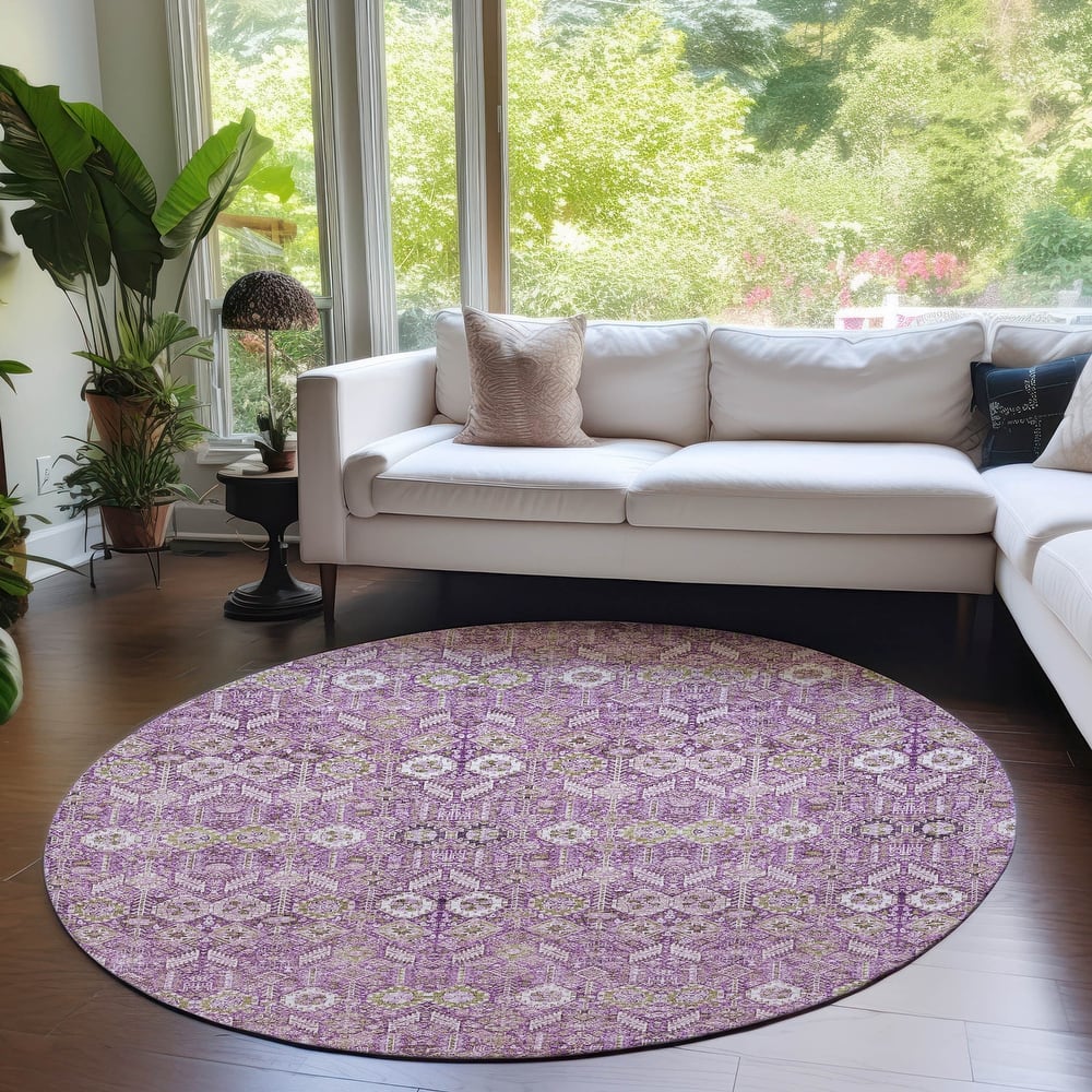 Machine Washable Indoor/ Outdoor Traditional Boho Chantille Rug