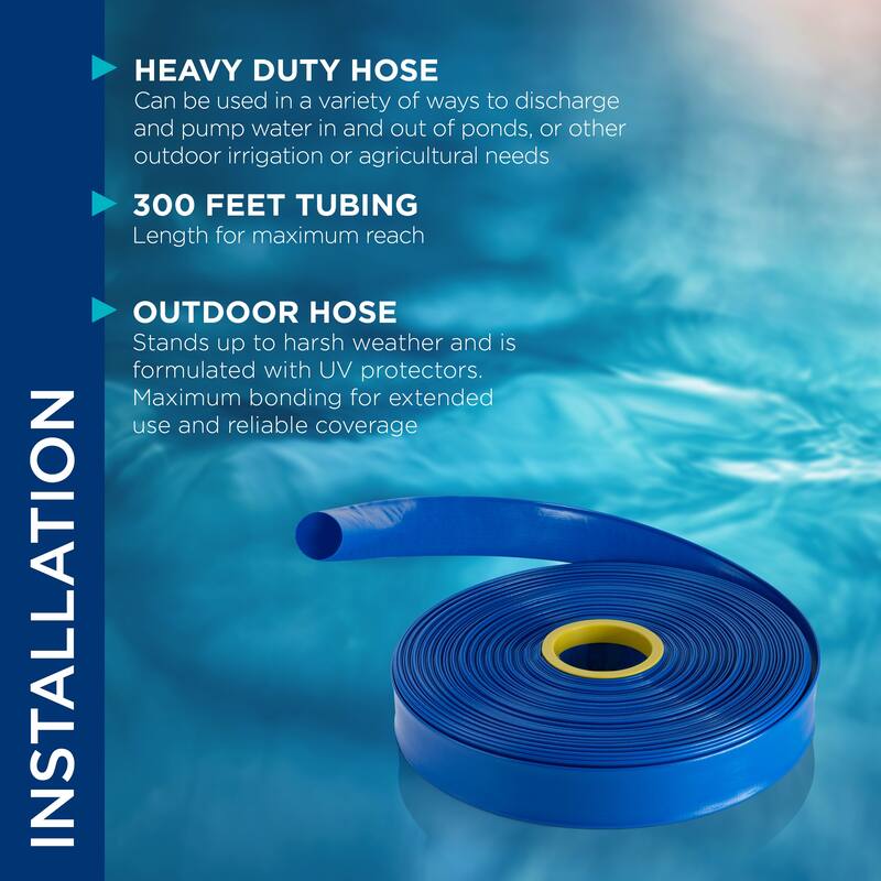 Alpine Corporation 300' PVC Lay-Flat Water Discharge Hose with Inside Diameter