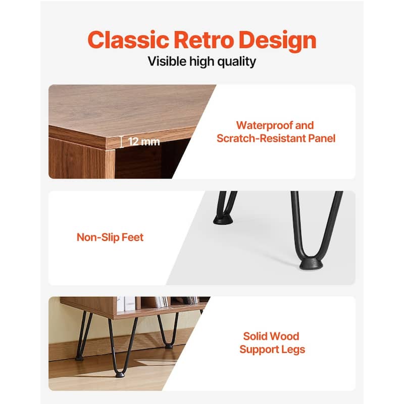 Brown Metal Record Stand with 3 Tiers, Vinyl Storage for 150 Albums - 18.9 x 15.75 x 33.54 inches