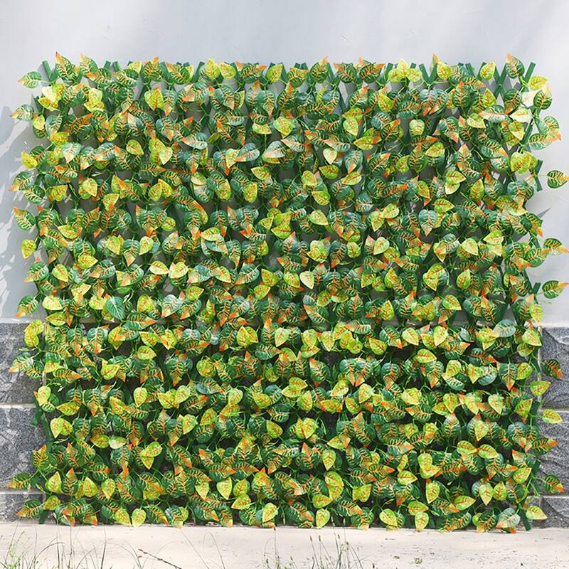 Expandable Artificial Plastic Fence Decorative Privacy Fence Screen 129.92''x11.81'' - 1 Pack - Red