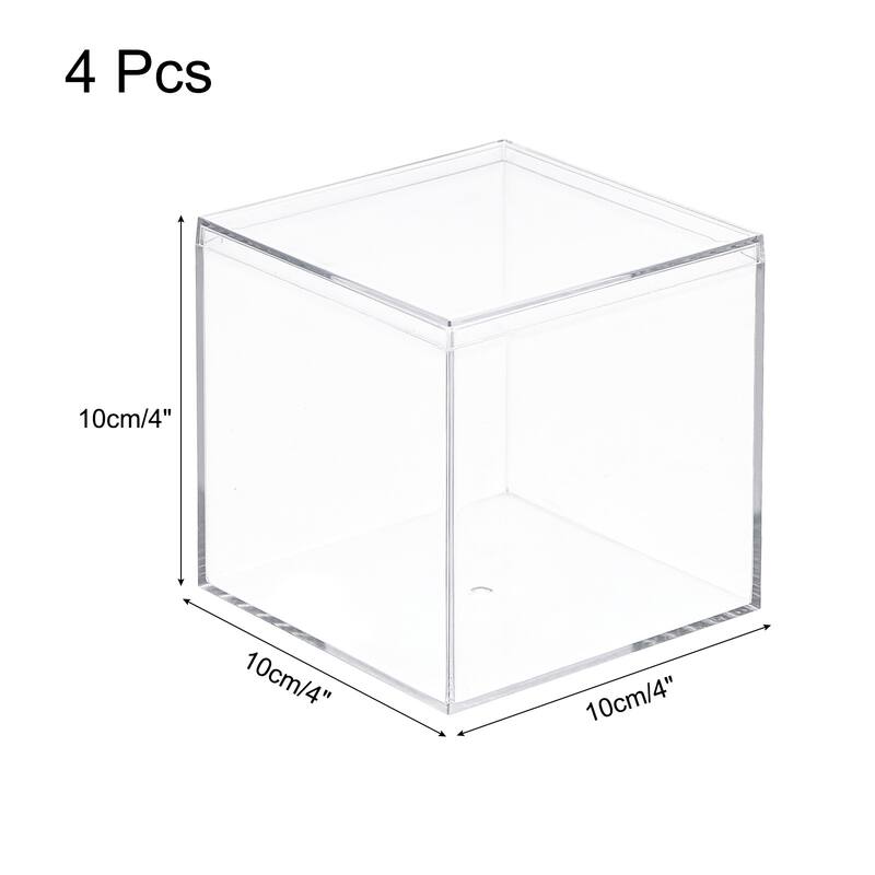Acrylic Storage Box Square Display Case with Lid, Container Box - Clear - 9.5x9.5x9.5cm