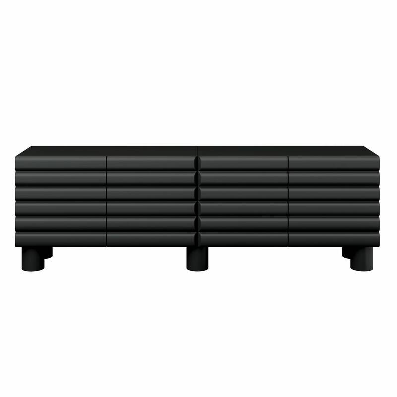Stylish Thick Wavy Door TV Cabinet - Adjustable Shelves, TV Stand with 4 Cabinets for TVs Up to 75