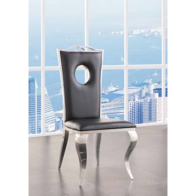 Black and Stainless Steel Side Chair(Set of 2)