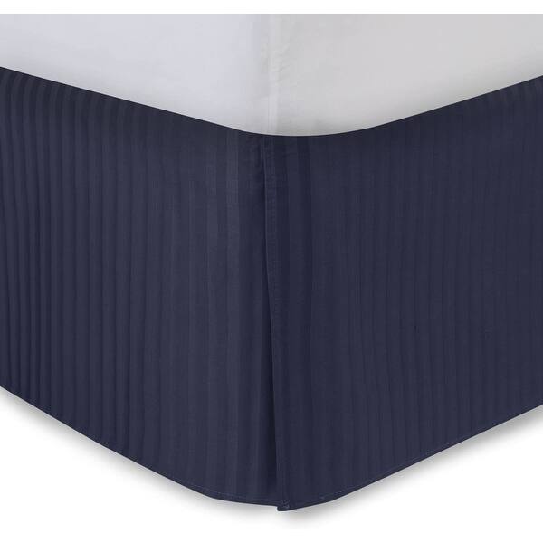 Tailored Bed Skirt, Pleated Sateen Striped Dust Ruffle with Split