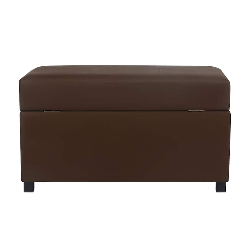 Adeco Faux Leather Storage Ottoman for Living Room