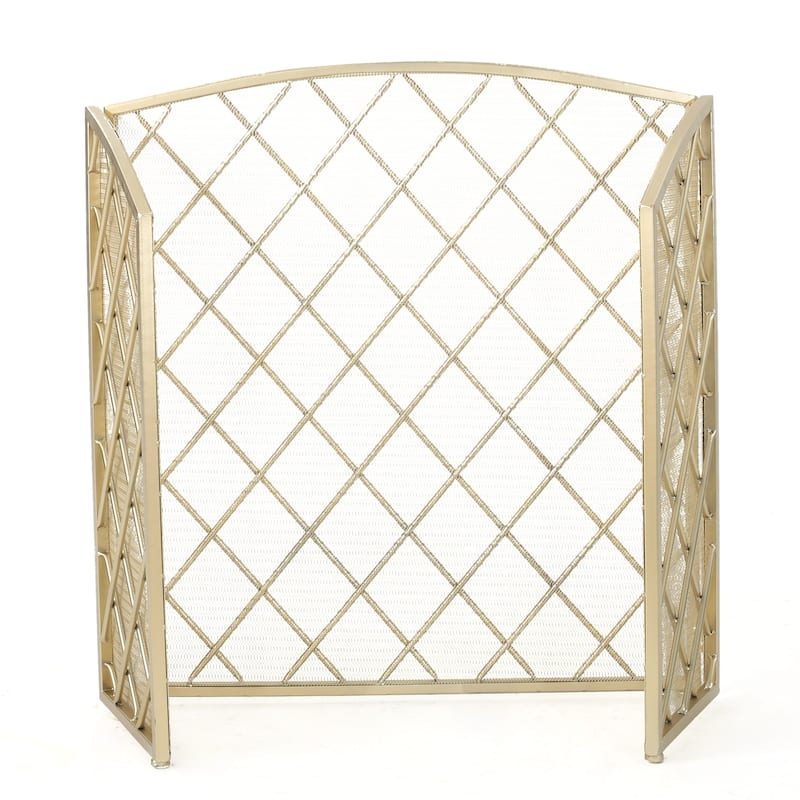 Roomfitters Modern Geometric Fireplace Screen, Single-Panel Design with Stylish Circle Patterns and Durable Mesh