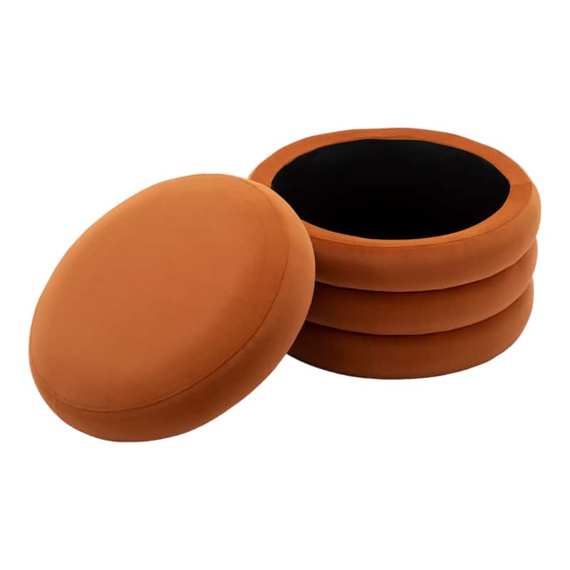 24'' L Upholstered Round Storage Ottoman Footstool