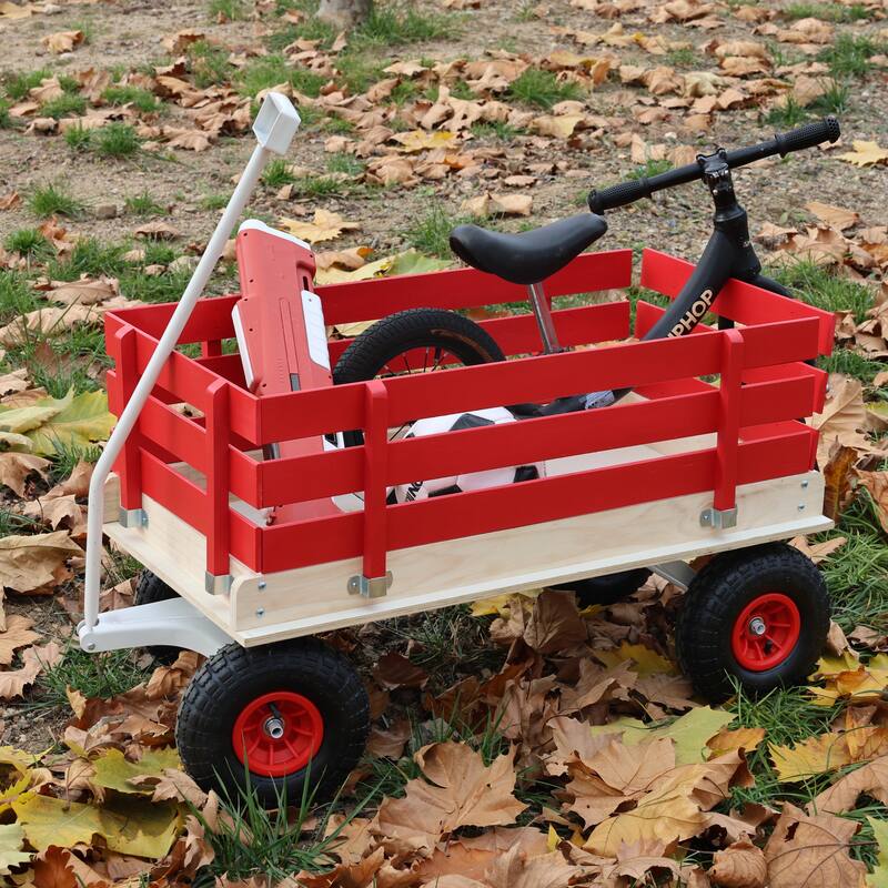 Fresh blue wooden household trolley for children's toy transportation/garden tool cart/outdoor portable trolley