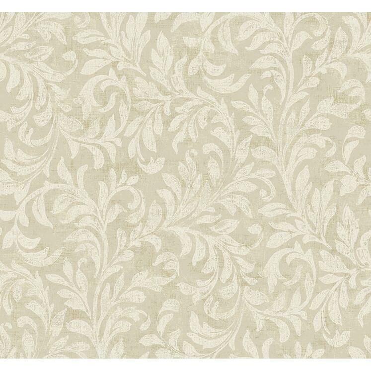 Seabrook Designs Calpurnia Vine Unpasted Wallpaper - 27 in. W x 27 ft. L - Metallic Beige