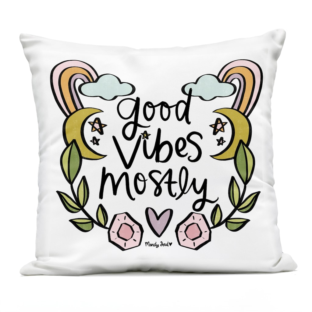 Stupell Good Vibes Mostly Printed Outdoor Throw Pillow Design by Mandy Ford Art + Illustration
