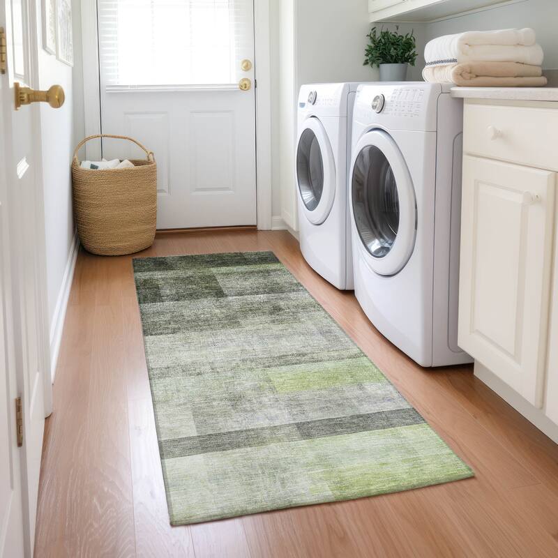 Machine Washable Indoor/ Outdoor Modern Abstract Chantille Rug