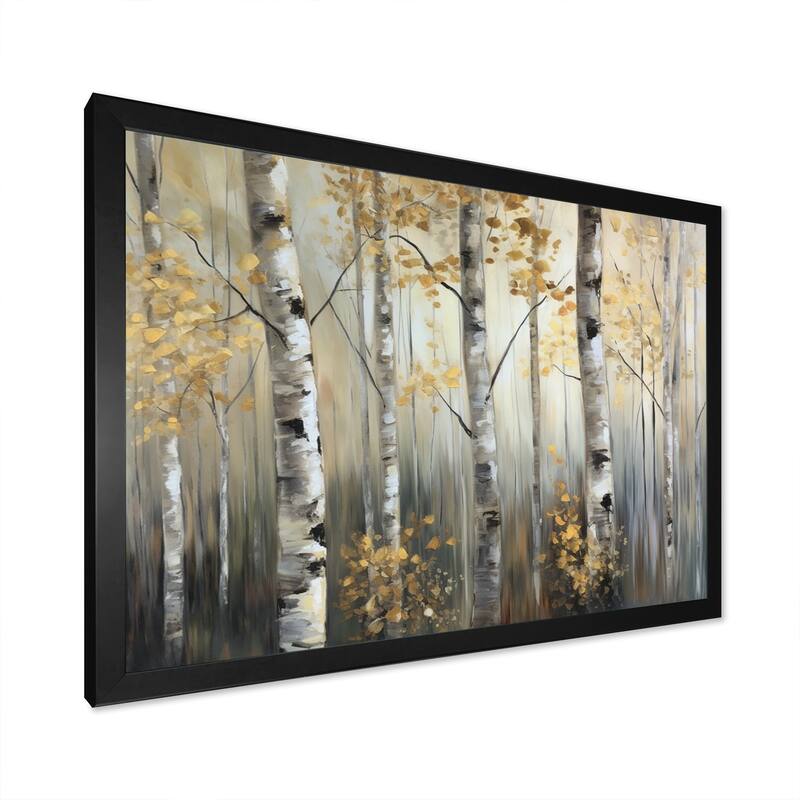 Designart "Birch Tree Forest Wonderland Ii" Tree Framed Wall Art For Living Room