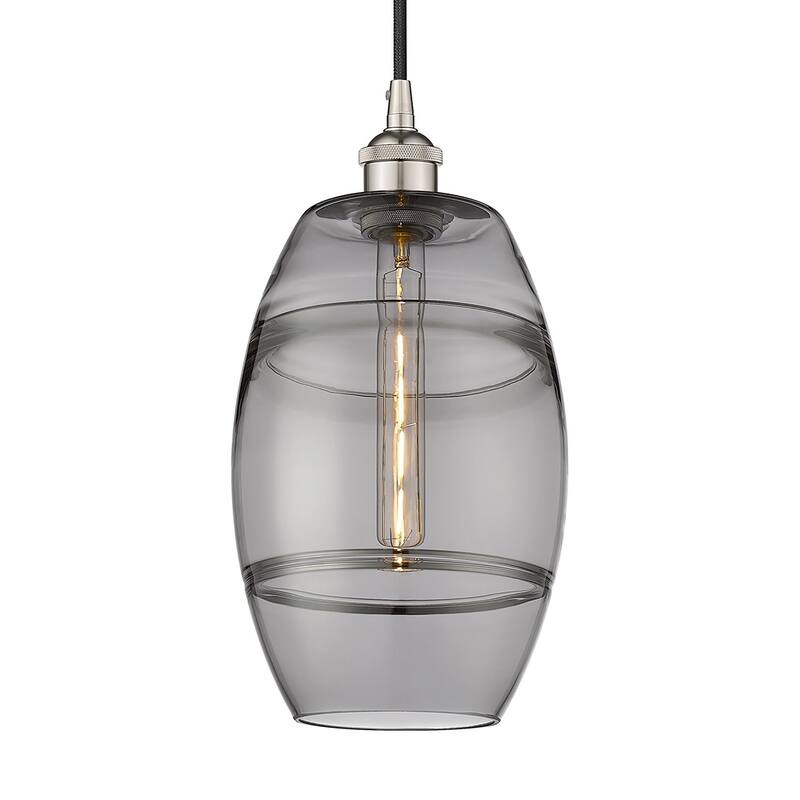 Innovations Lighting 616-1P 10 8 Vaz Pendant Vaz 8" Wide Cord-Hung - Polished Nickel / Light Smoke