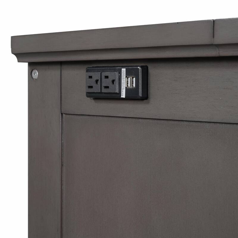 Solid Pine Murphy Bed Chest - Cube Cabinet Bed with Charging Station and Large Storage Drawer