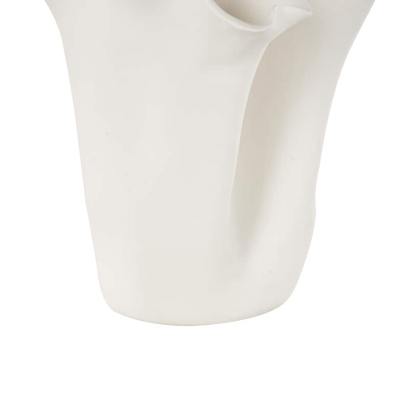 Ceramic Abstract Floral Inspired Vase with Wavy Folded Rim - White or Black - Roche River Decor