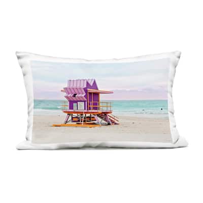 Stupell Purple Lifeguard Building Printed Outdoor Throw Pillow Design by Seven Trees Design