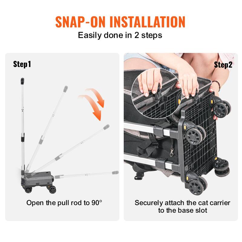 VEVOR Cat Carrier with Wheels Rolling Pet Carrier with Telescopic Handle and Shoulder Strap