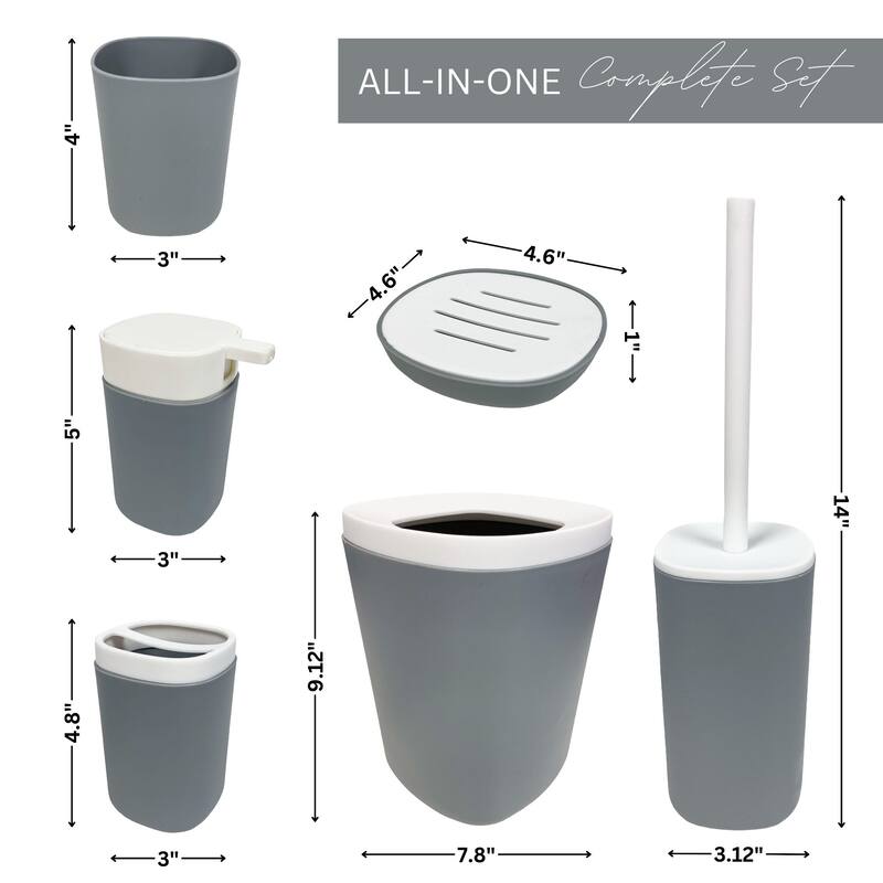 6-Piece Bathroom Accessories Set Modern Design - N/A
