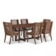 preview thumbnail 2 of 17, Christopher Knight Home - Valencia 7-Piece Dining Set Wood Veneer Dining Table with Beige Upholstered Chairs and Walnut Finish