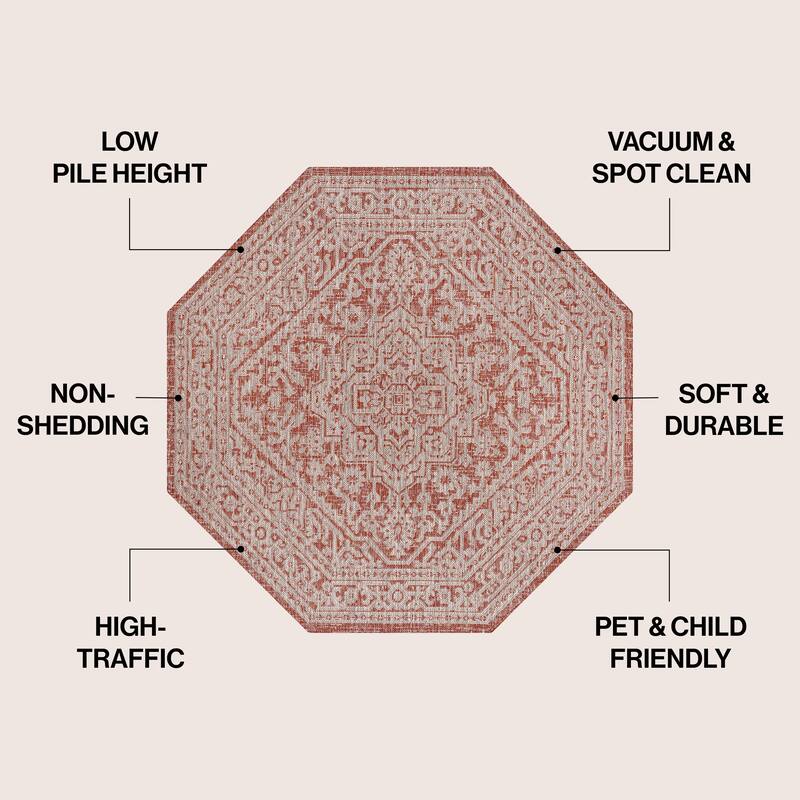 JONATHAN Y Rozetta Medallion Textured Weave Indoor/Outdoor Area Rug