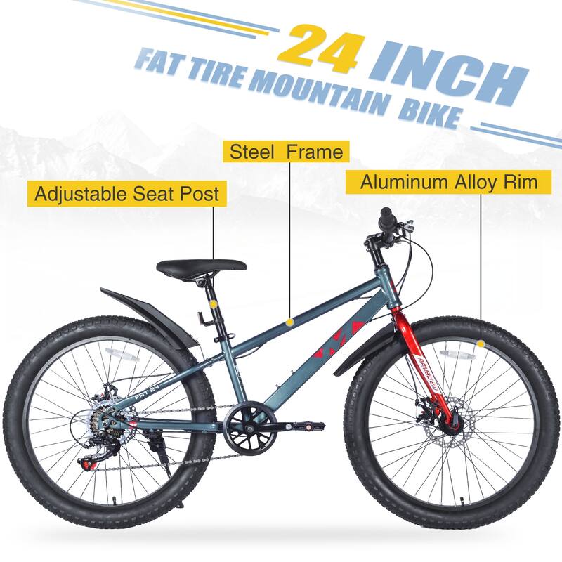 24 Inch Bicycles Fat Tire Mountain Bike