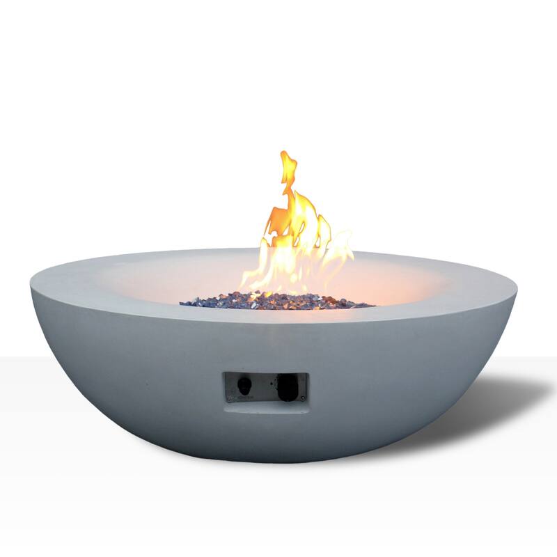 42 Inch Outdoor Concrete Propane Gas Fire Pit Bowl in Antique White Color