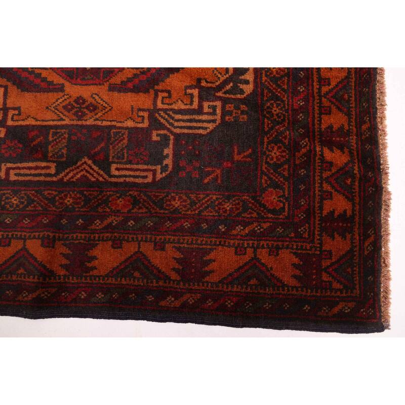 ECARPETGALLERY Hand-knotted Teimani Black, Orange Wool Rug - 3'9 x 7'1