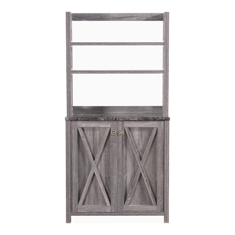 Figg Rustic Wood Multi-shelf Microwave Cabinet by Furniture of America