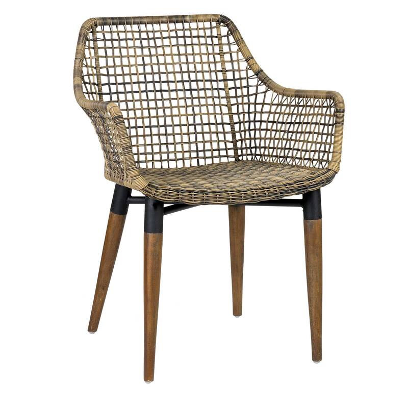 Teak Wood And Synthetic Rattan Outdoor Armchair by East at Main