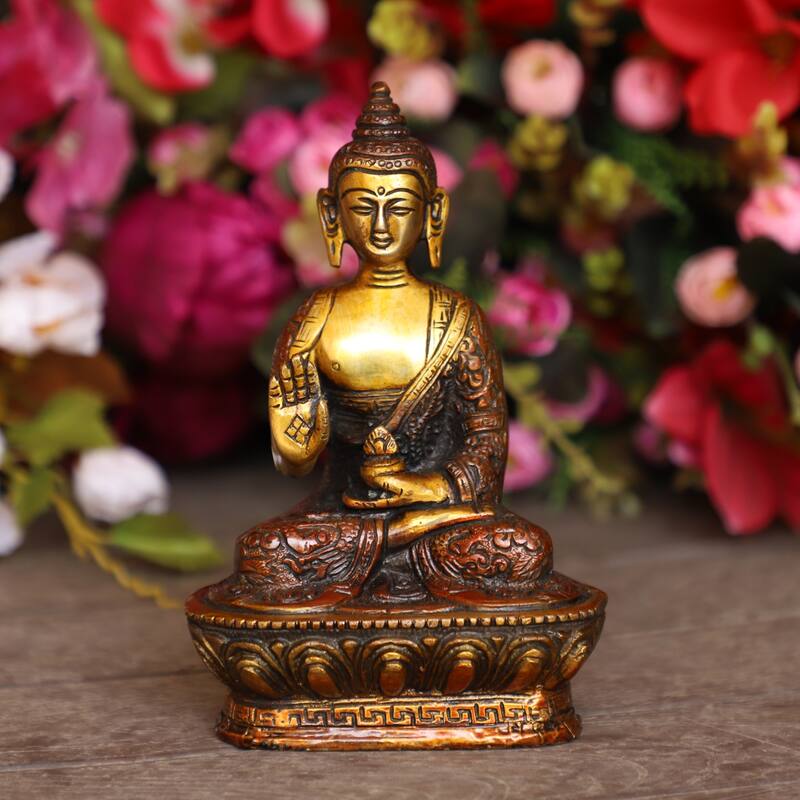 Cottage Handicraft ,Buddha with Free Elephant Gift - 12 cm x 7 cm x 17 cm