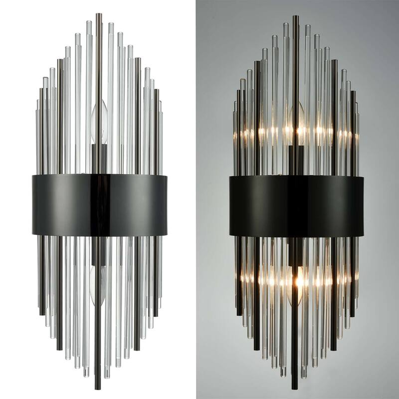 Polignano Modern Wall Sconces , Glass & Brass Rods , Set of 2 Lights