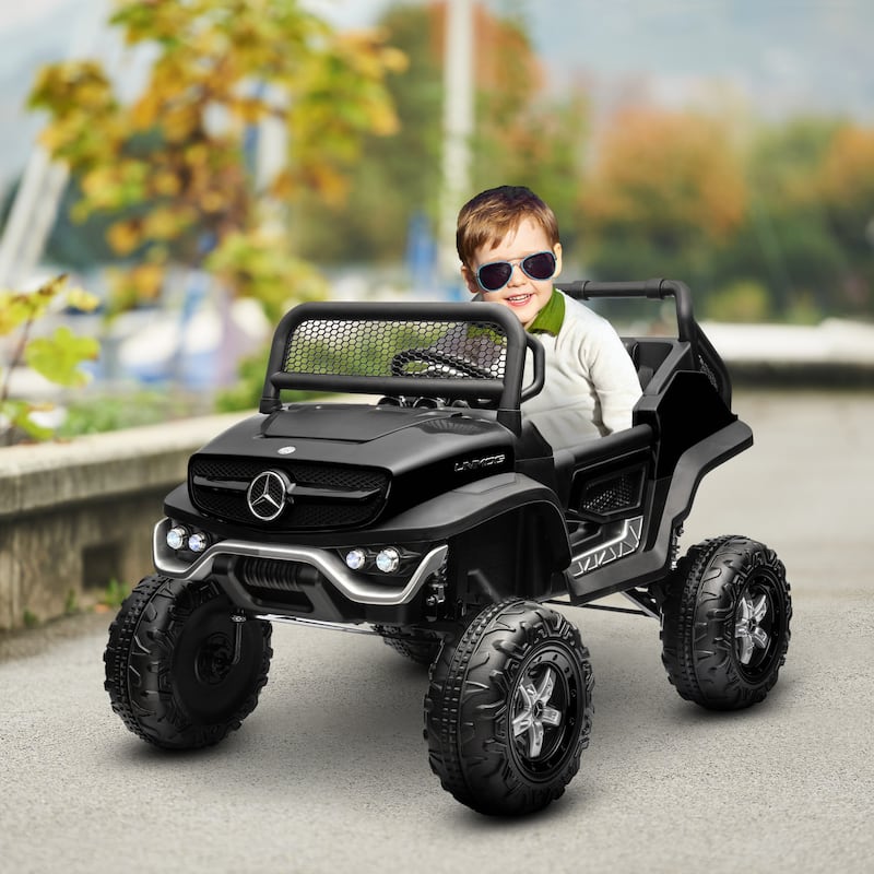 Aosom 12V Battery Powered Licensed Mercedes-Benz Ride on Truck - Black