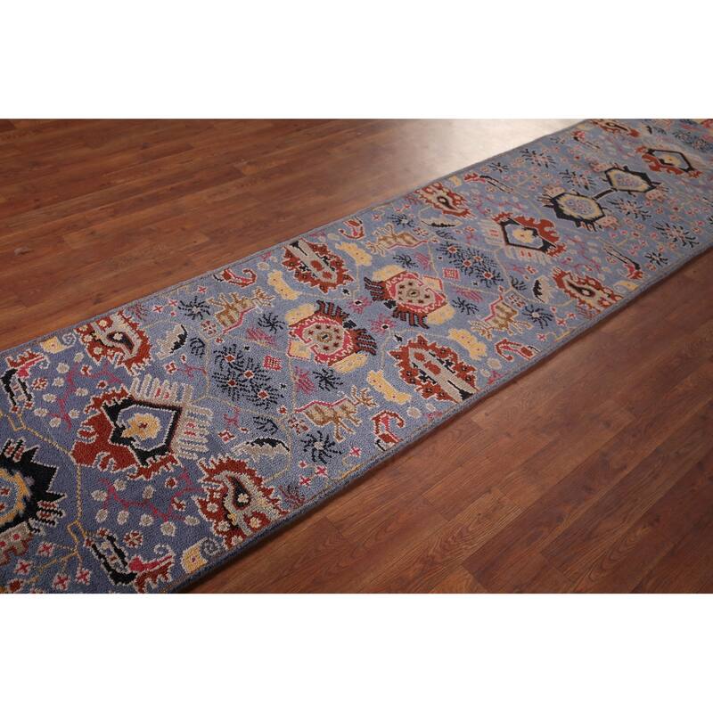 All-Over Kazak Oriental Runner Rug Handmade Traditional Wool Carpet - 2'7"x 11'9"