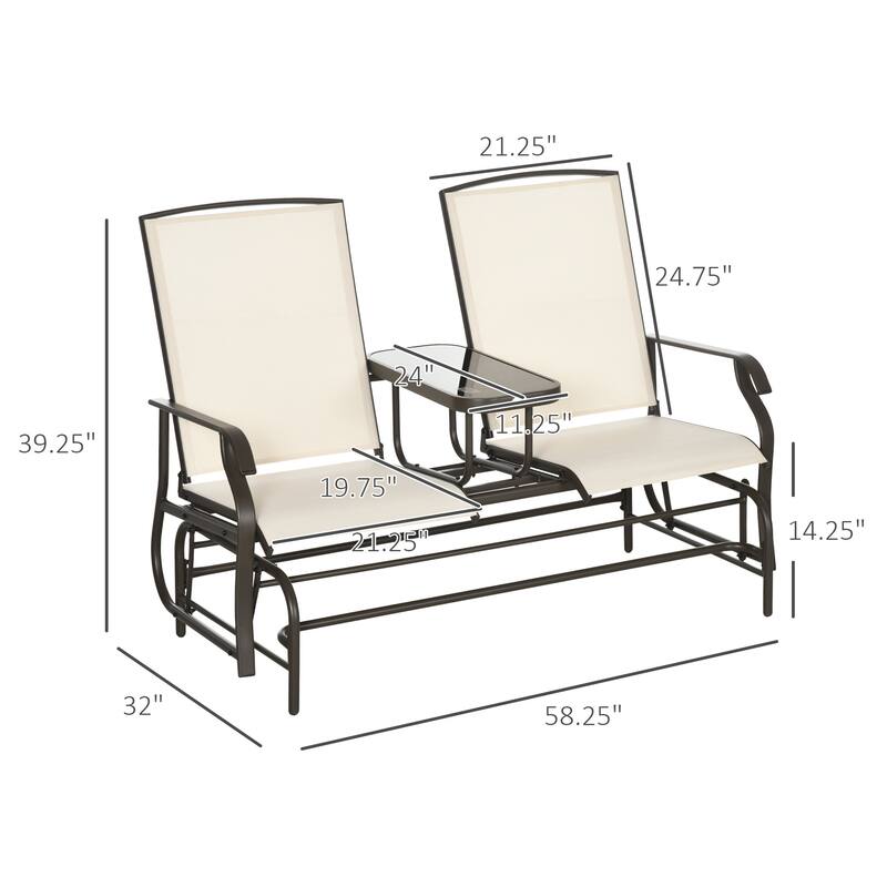 Outdoor Glider Bench With Center Table