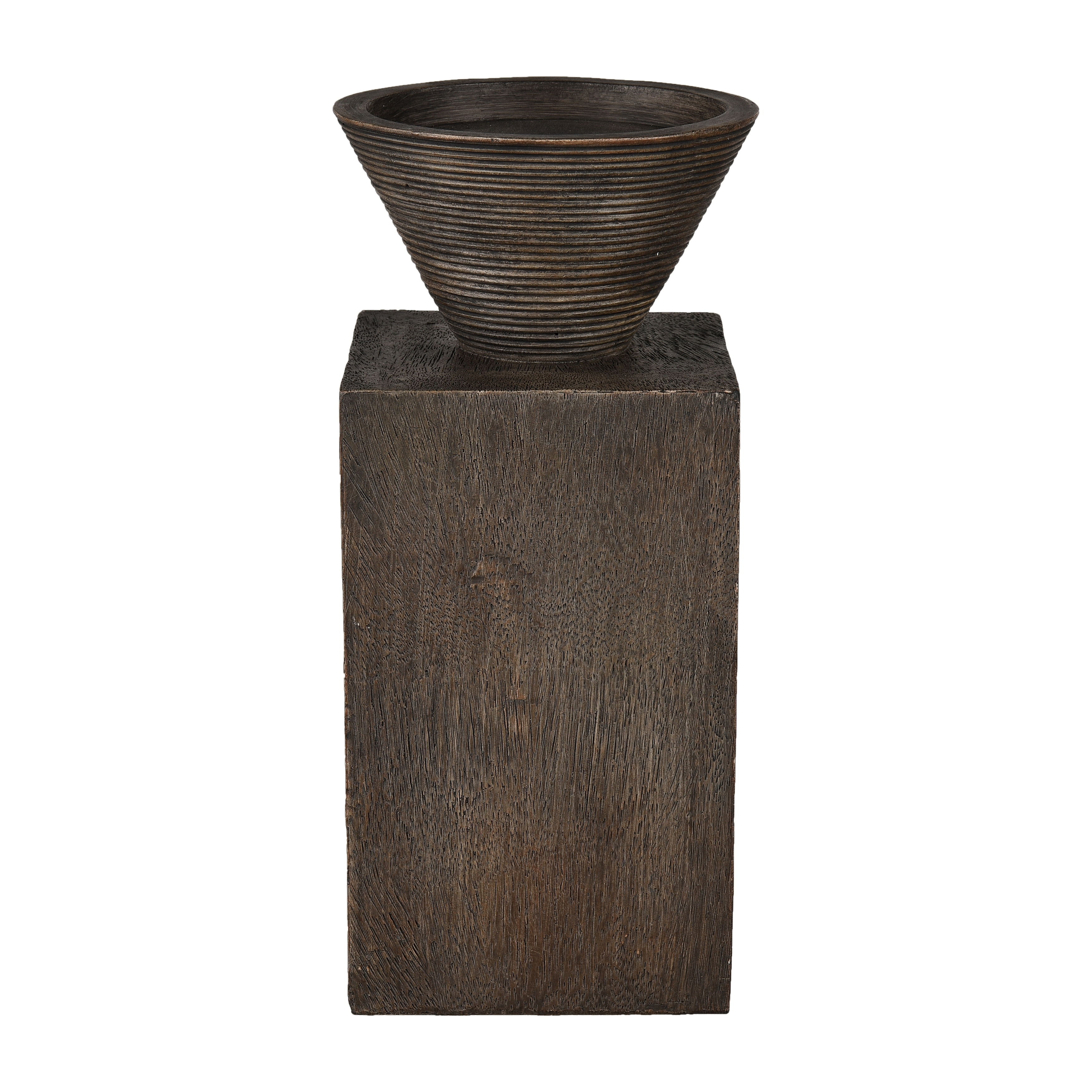 Atlas Disa Wood Textured Composite Brutalist inspired Candleholder